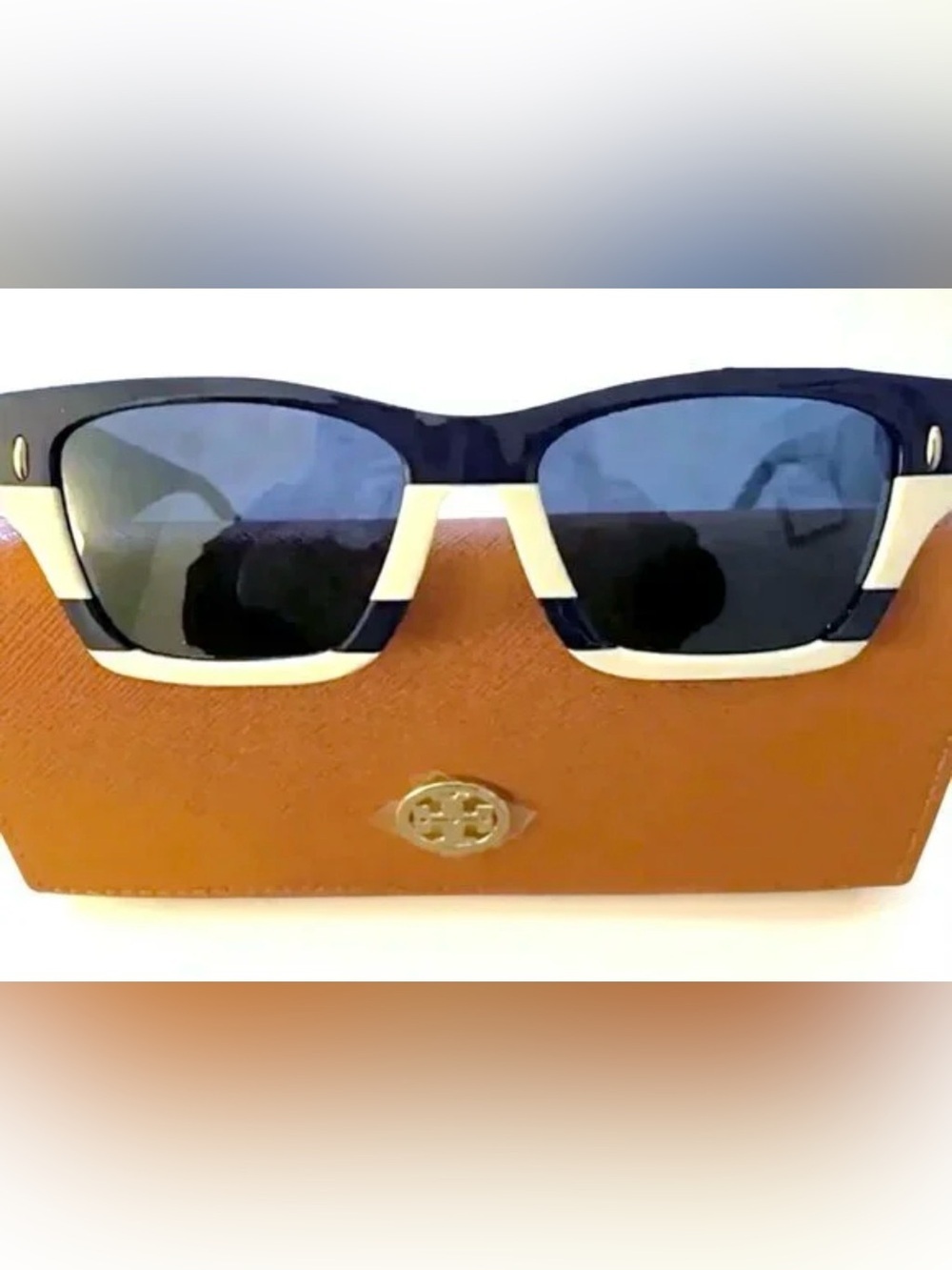 Tory Burch Miller Sunglasses Black White Geometric